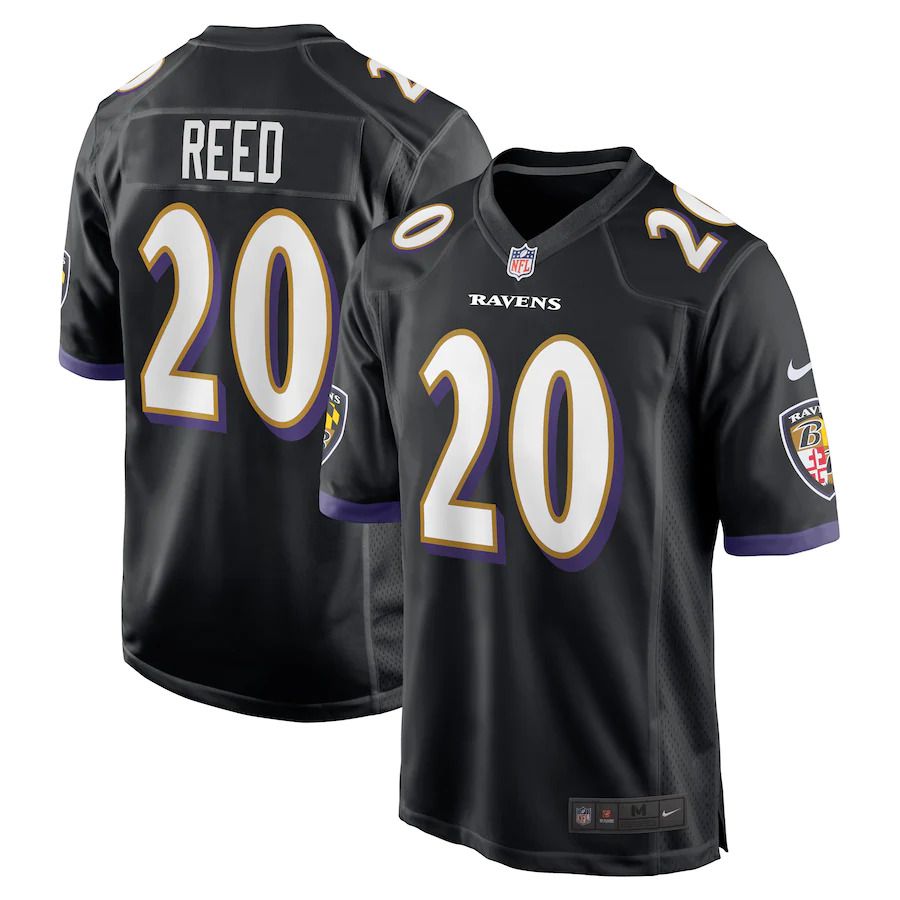 Men Baltimore Ravens 20 Ed Reed Nike Black Retired Player NFL Jersey